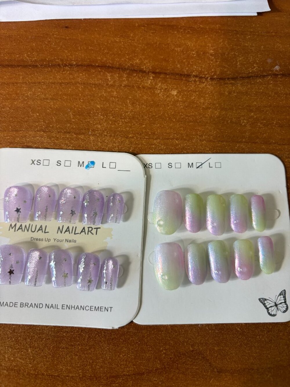 NAILS PRESS ON - 2 PAIR PASTEL